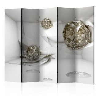 Parawan 5-częściowy, Biały, Diamentowe Kule 3D