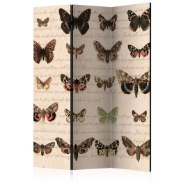 Parawan 3-częściowy - Styl retro: Motyle 
