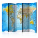 Parawan 5-częściowy - Klasyczna mapa świata 