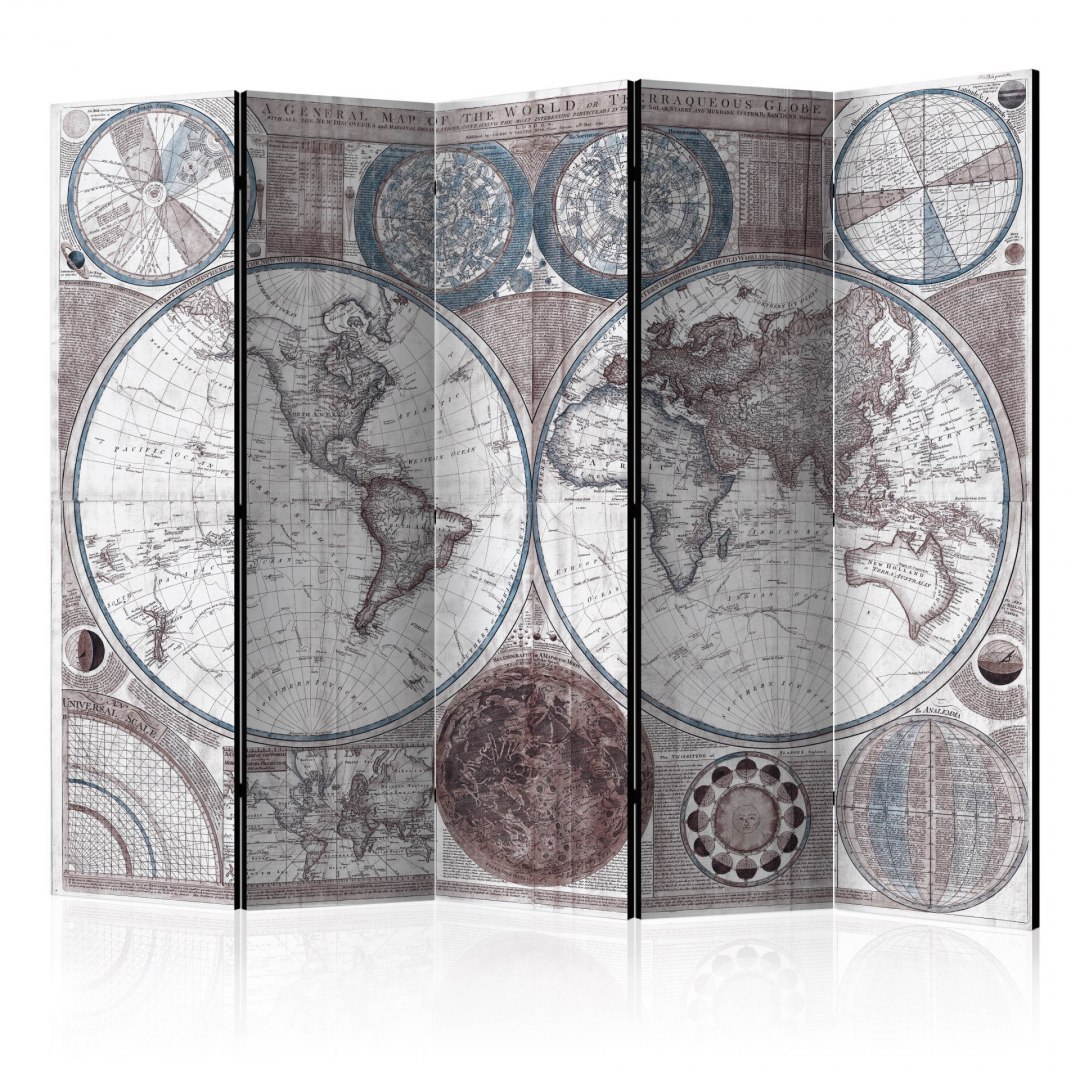 Parawan 5-częściowy - Terraqueous Globe Parawan 5-częściowy - Terraqueous Globe