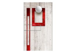 Tapeta na ścianę 10 m - Beton, czerwone ramki i białe kulki