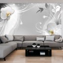 Fototapeta - Srebrny wzór i orchidea