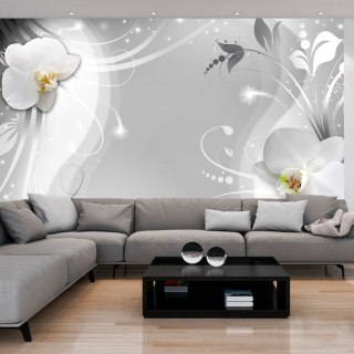 Fototapeta - Srebrny wzór i orchidea