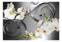 Fototapeta - Metal i białe kwiaty