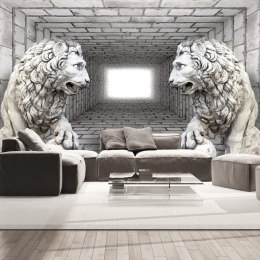 Fototapeta - Kamienne lwy, Tunel 3D