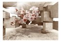 Fototapeta - Kwiaty, figury 3D, beż