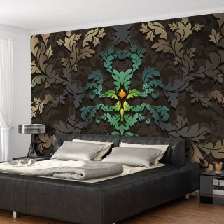 Fototapeta - Liście, ciemny ornament