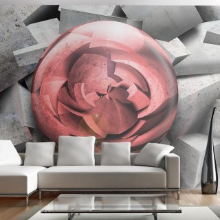 Fototapeta - Czerwona Kula, Beton 3D