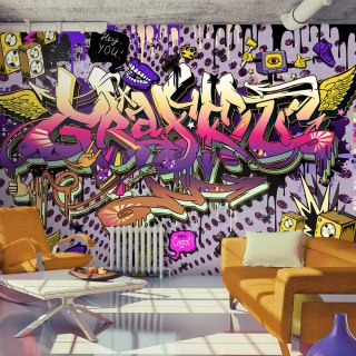 Fototapeta - Fioletowy napis Graffiti
