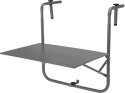 STOLIK BALKONOWY - SZARY, SKŁADANY, METALOWY
