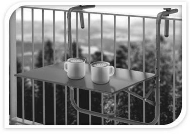 STOLIK BALKONOWY - SZARY, SKŁADANY, METALOWY