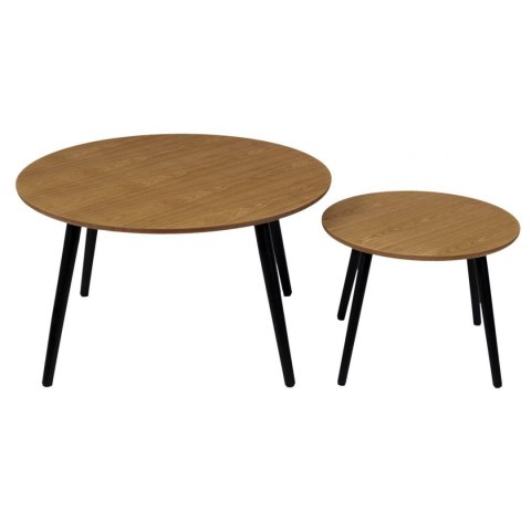 ZESTAW 2 OKRĄGŁYCH STOLIKÓW LOFT, CZARNE NOGI, MDF ZESTAW 2 OKRĄGŁYCH STOLIKÓW LOFT, CZARNE NOGI, MDF