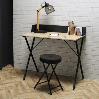 Biurko Loft ciemne szare - metal, MDF, proste