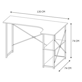 BIURKO NAROŻNE LOFT, CZARNY METAL, MDF, INDUSTRIALNE, DO POKOJU, 120 CM