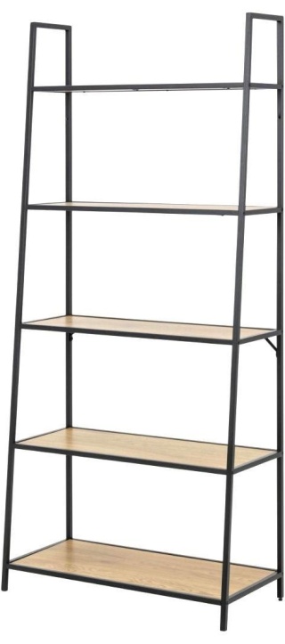 SKOŚNY REGAŁ, DENMARK, MDF, DĄB, CZARNY METAL, INDUSTRIALNY, LOFT, 175 CM
