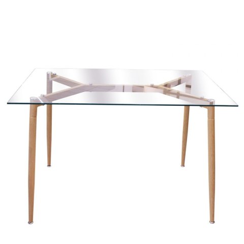 SZKLANY STÓŁ, BUKOWE NOGI, ELEGANCKI, SKANDYNAWSKI SZKLANY STÓŁ, BUKOWE NOGI, ELEGANCKI, SKANDYNAWSKI