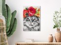 Obraz do samodzielnego malowania - Kot z kwiatami