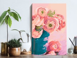 Obraz do samodzielnego malowania - Kwiaty w niebieskim wazonie