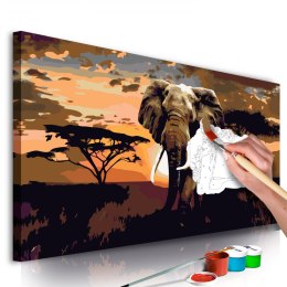 Obraz do samodzielnego malowania - Słoń w Afryce (brązy)
