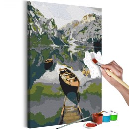 Obraz do samodzielnego malowania - Łódka w górach