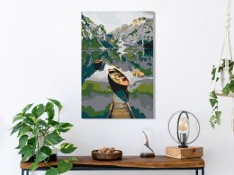 Obraz do samodzielnego malowania - Łódka w górach