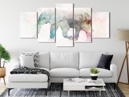 Obraz - Malowany słoń (5-częściowy) szeroki