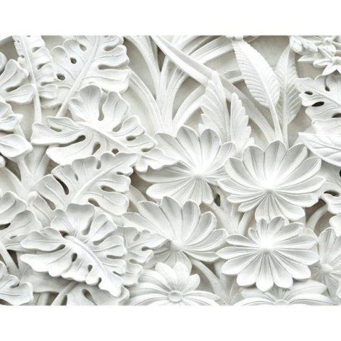 Fototapeta - Białe Liście 3D, Rośliny