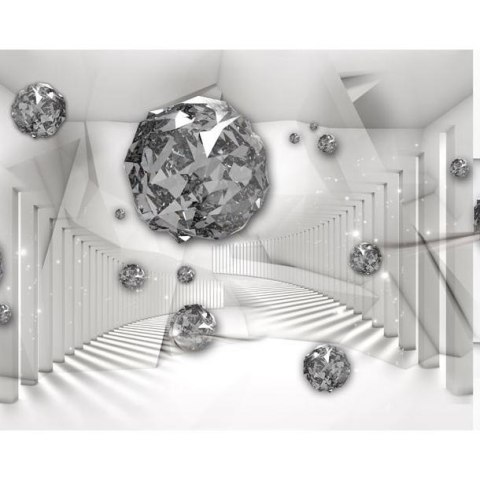 Fototapeta - Diamenty, biały tunel 3D