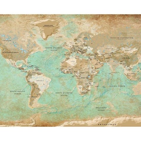 Fototapeta - Turkusowa mapa świata II