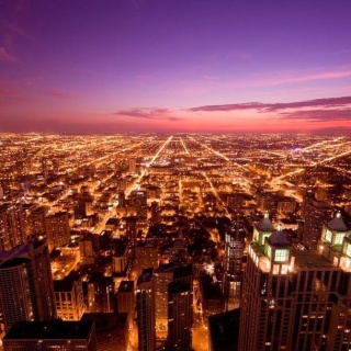 Fototapeta - Amerykańskie Chicago nocą