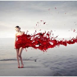 Fototapeta - Czerwona, kobieta, 3D