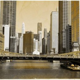 Fototapeta - Most w Chicago, Vintage