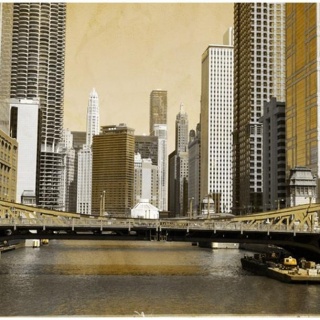 Fototapeta - Most w Chicago, Vintage
