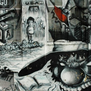 Fototapeta - Mroczne, szare graffiti