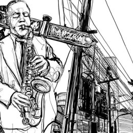 Fototapeta - Saxophone on Broadway