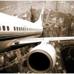 Fototapeta - Samolot nad miastem, 3D