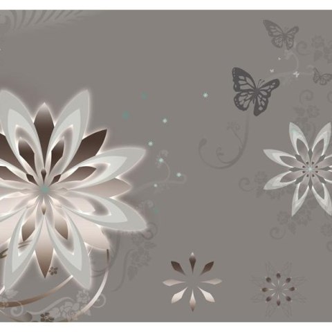 Fototapeta - Szare kwiaty i motyl