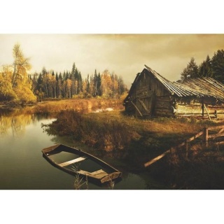 Fototapeta - Drewniana chatka, widok