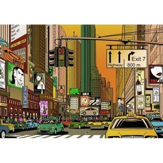 Fototapeta - Rysowane miasto NY, Taxi