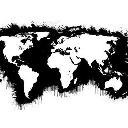 Fototapeta - Czarno-biała mapa świata