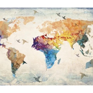 Fototapeta - Kolorowa mapa, Ptaki