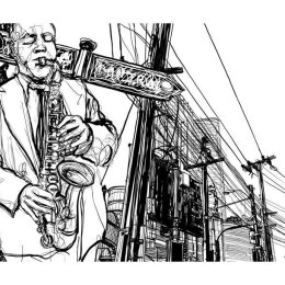 Fototapeta - Muzyk Jazz, komiks