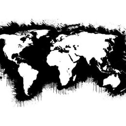 Fototapeta 550 x 270 cm Czarno-biała mapa świata