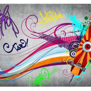 Fototapeta - Deskorolka, graffiti