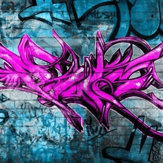 Fototapeta - Graffiti, fiolet, turkus