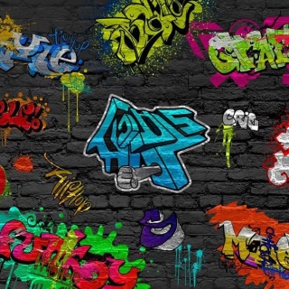 Fototapeta - Ciemny mur, Graffiti