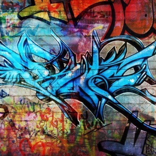 Fototapeta - Niebieskie Graffiti