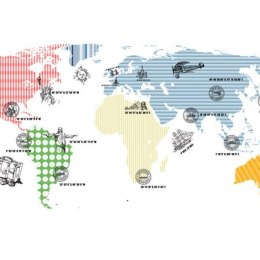 Fototapeta - Kolorowe Kontynenty Mapa