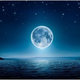 Fototapeta - Księżycowa noc, jezioro