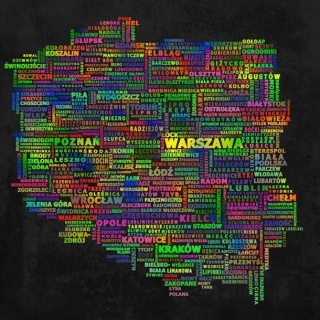 Fototapeta - Mapa Polski z Napisów